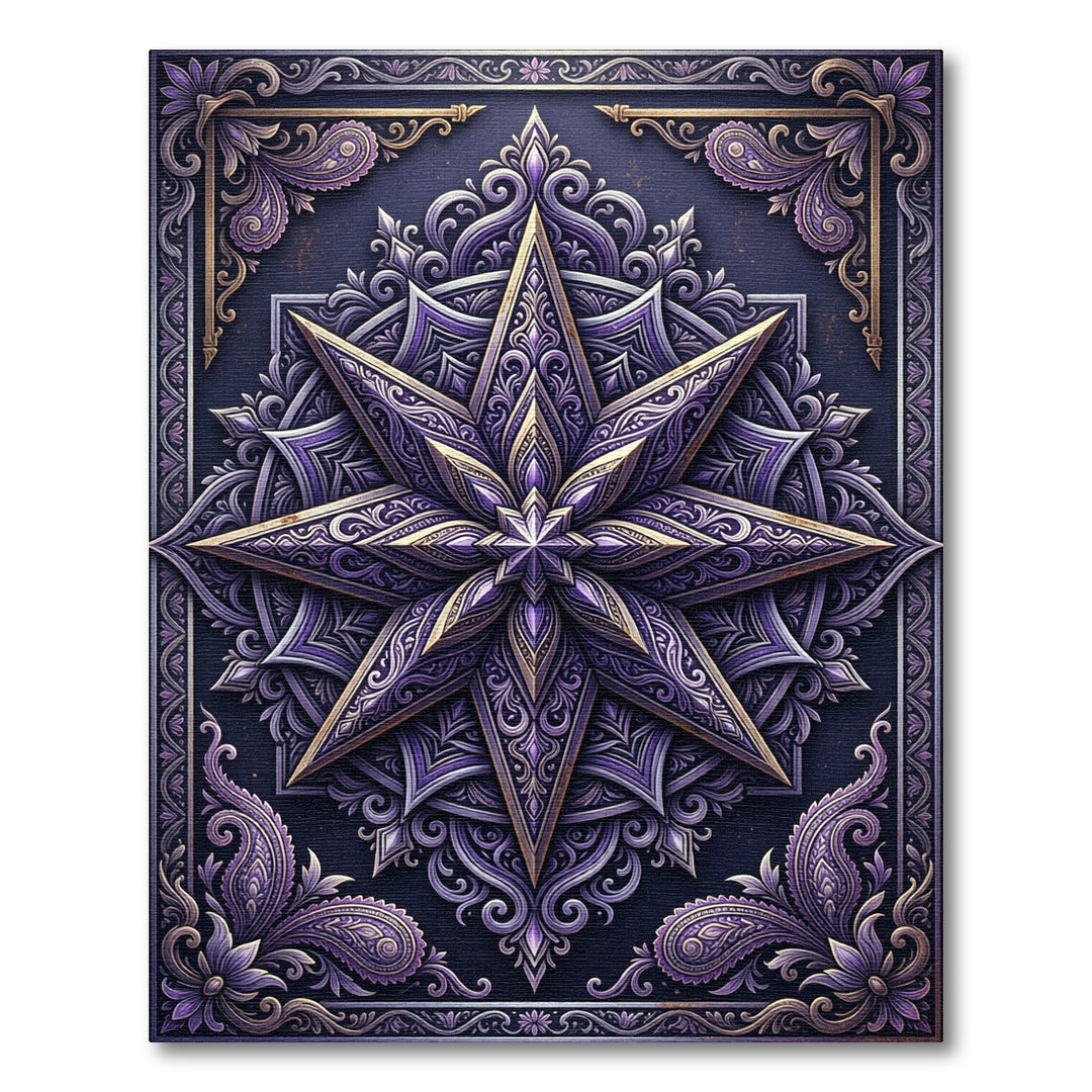 Elegant Purple Star Mandala Medallion Rug