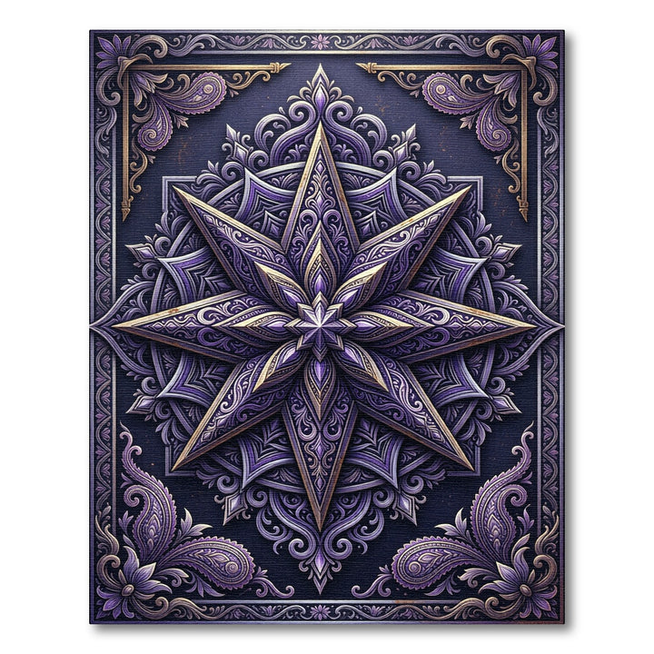 Elegant Purple Star Mandala Medallion Rug