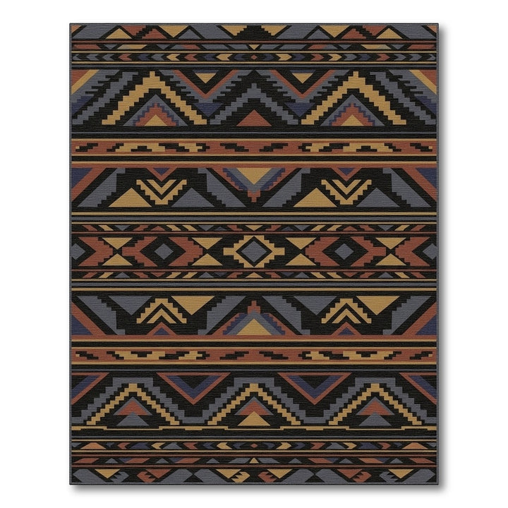 Terracotta And Indigo Geometric Stripes Rug