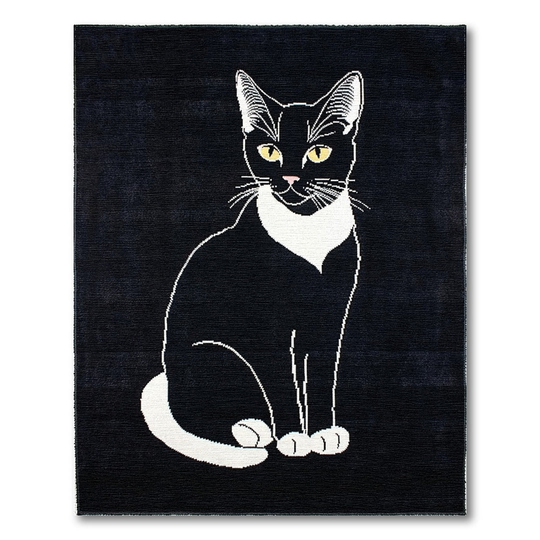 Black and White Cat Area Rug