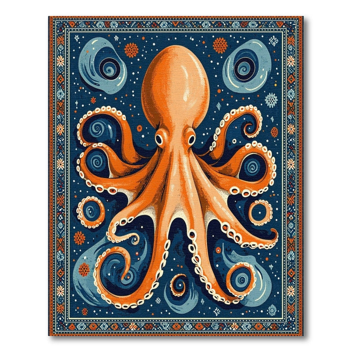 Orange Octopus Coastal Area Rug