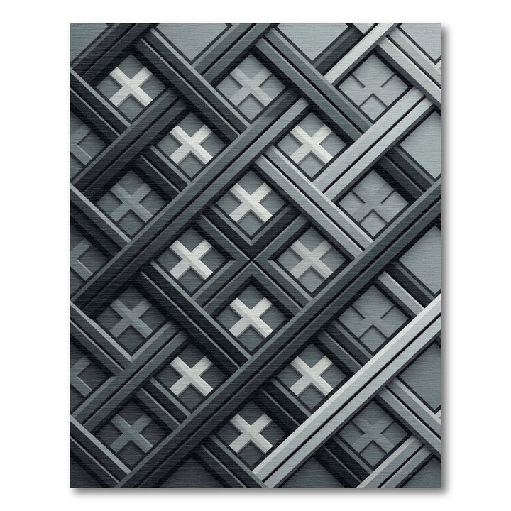 Grayscale Geometric Interlocking Square Rug