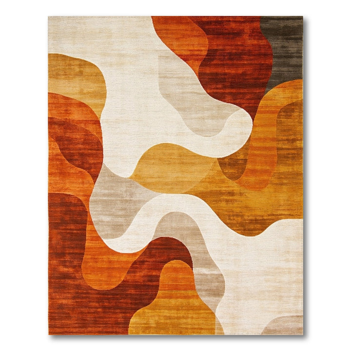 Orange Wave Orange Abstract Wave Area Rug