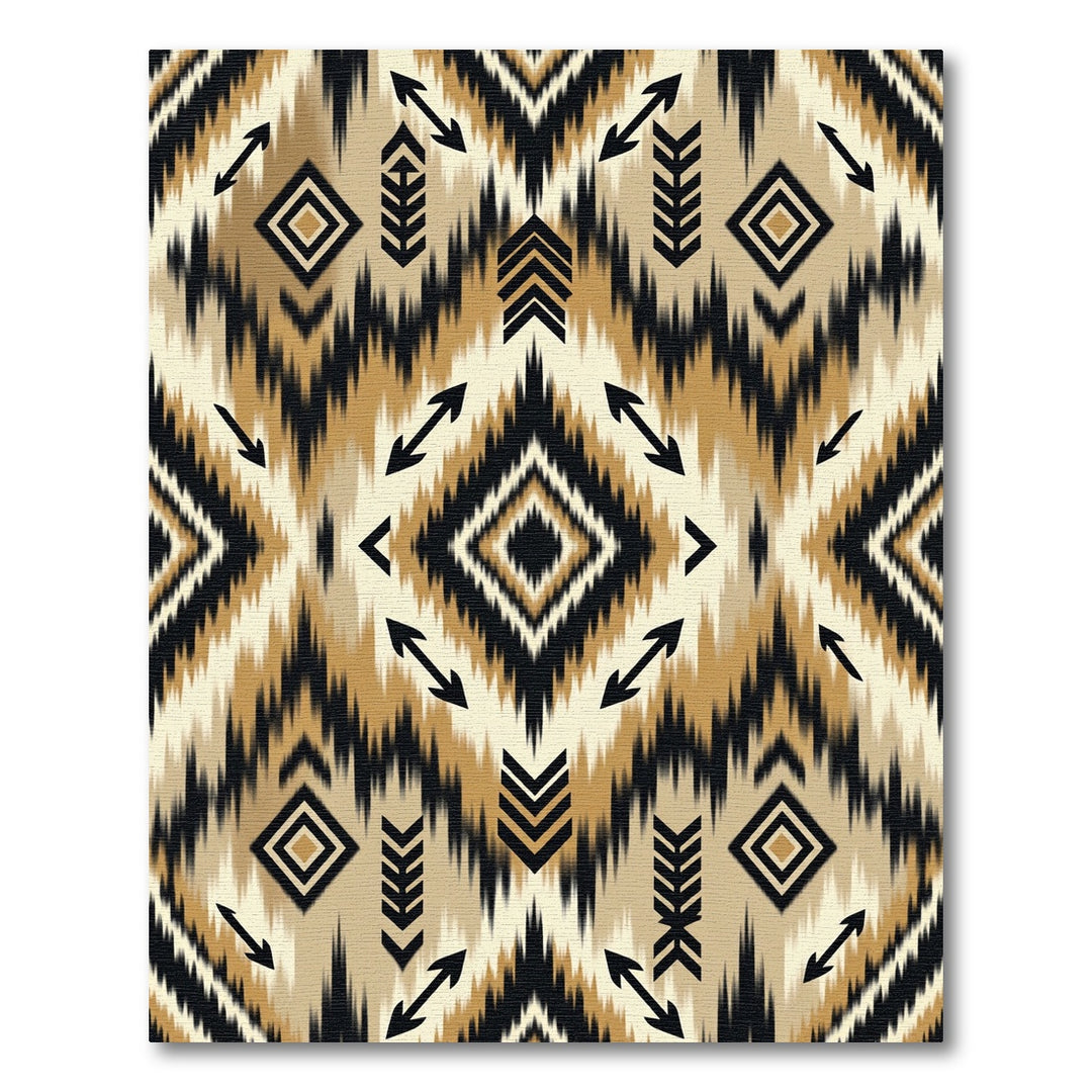 Golden Brown Black Arrow Diamond Pattern Rug