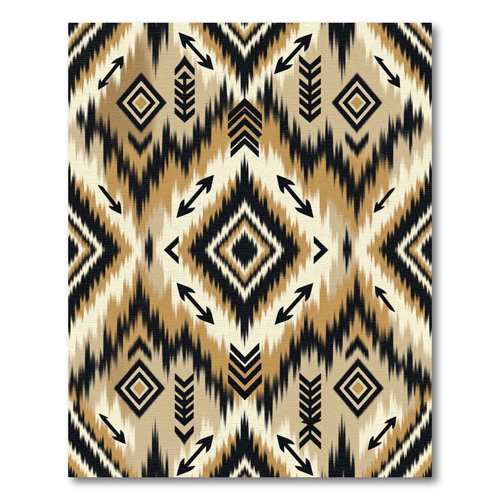 Golden Brown Black Arrow Diamond Pattern Rug
