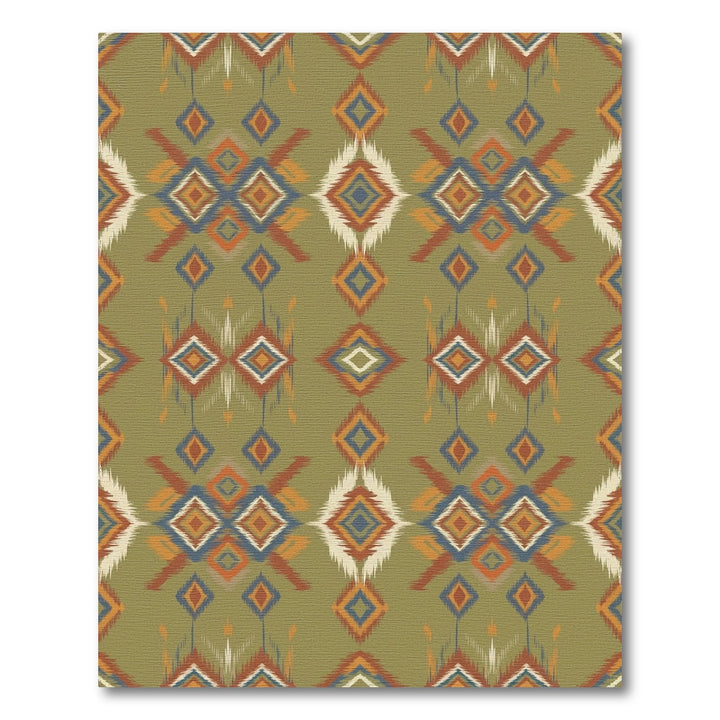 Olive Green Tribal Diamond Brocade Rug
