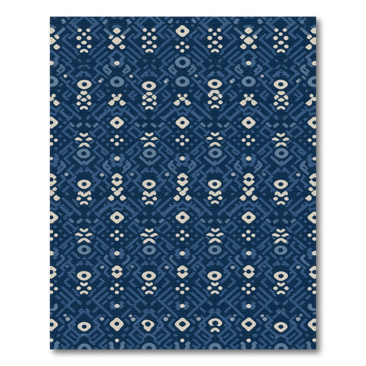 Navy Blue Geometric Washable Area Rug