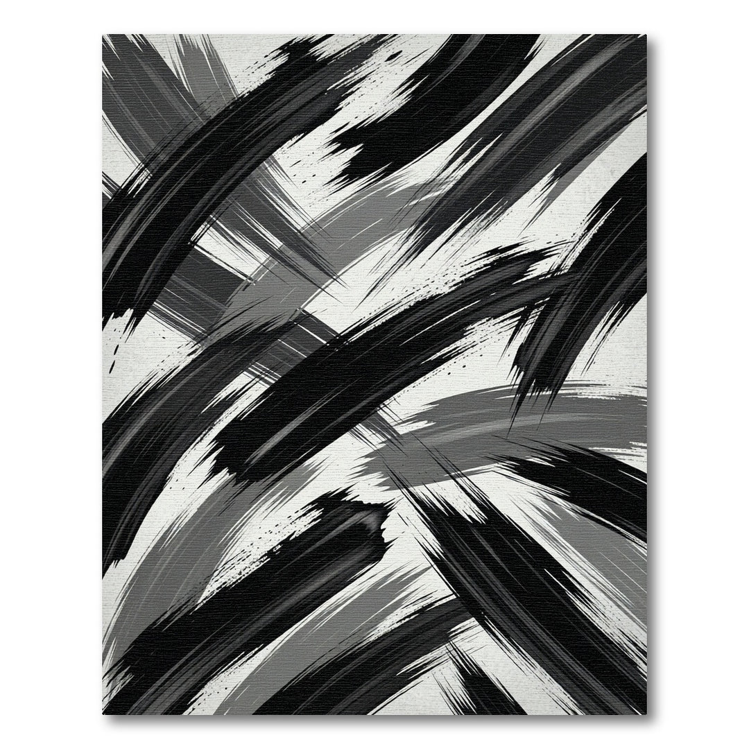 Bold Monochrome Brush Stroke Rug