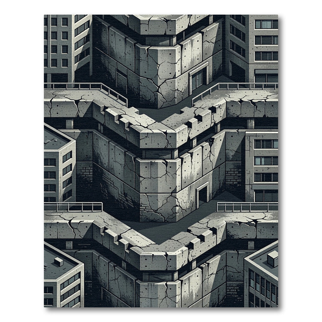 Cracked Concrete Urban Geometric Rug