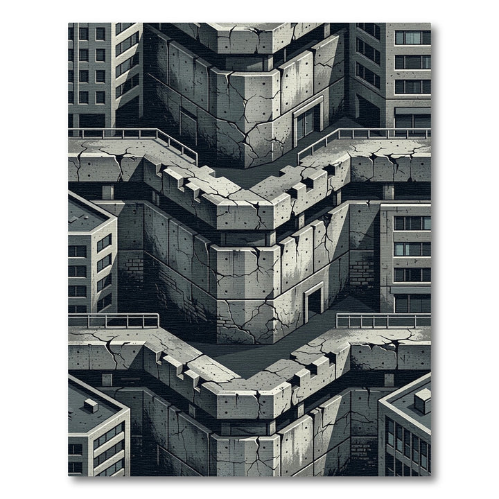 Cracked Concrete Urban Geometric Rug