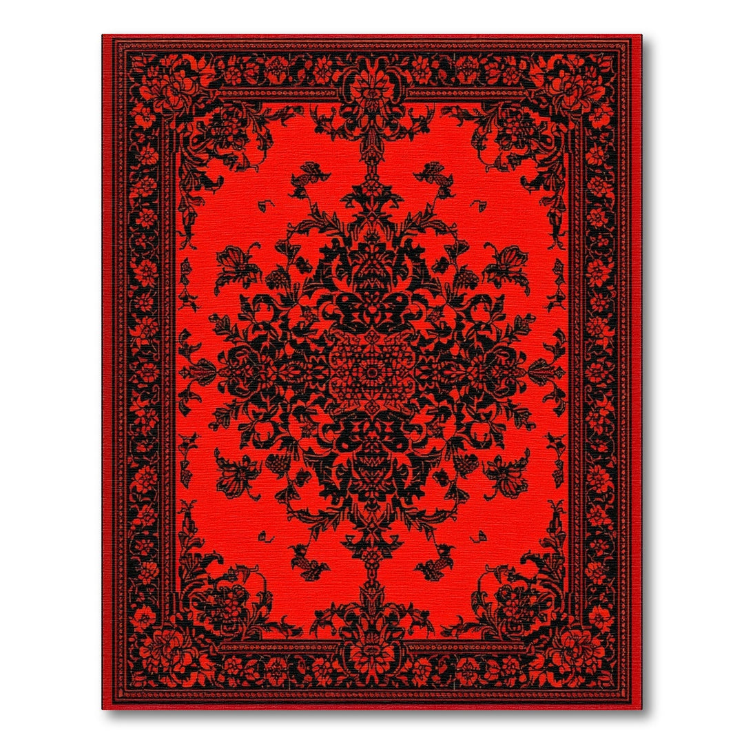 Red Persian Floral Medallion Area Rug