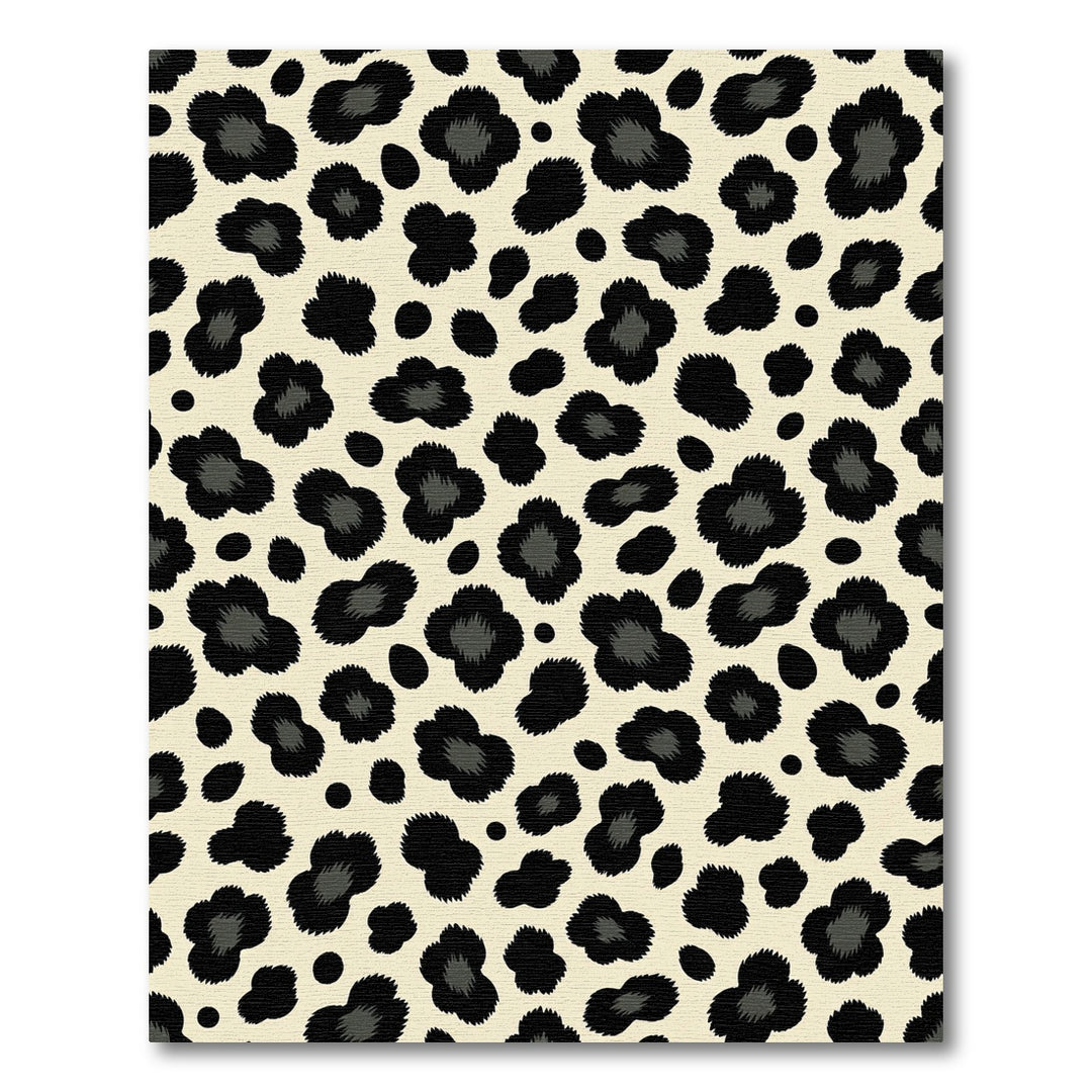 Chic Black Leopard Spots Ivory Rug