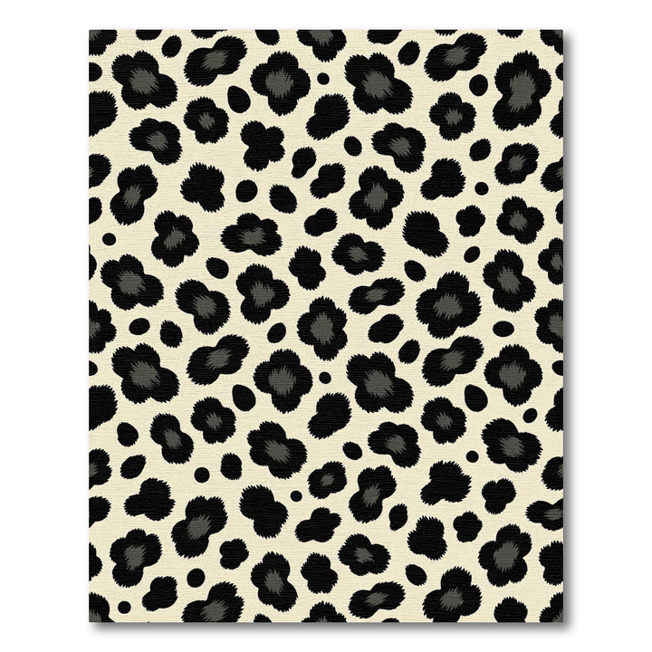 Chic Black Leopard Spots Ivory Rug