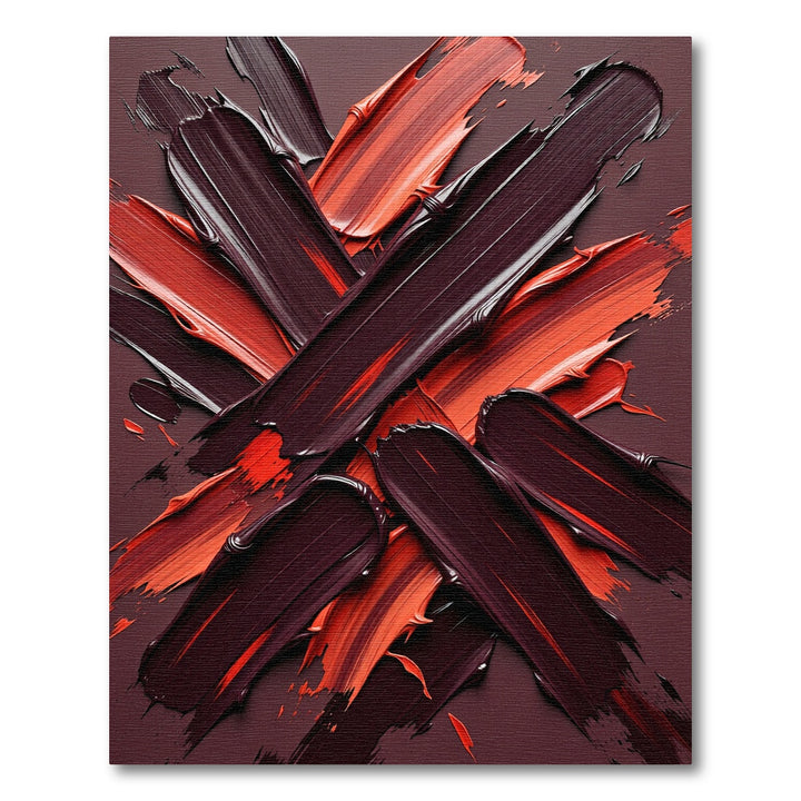 Bold Crimson Abstract Brushstroke Rug