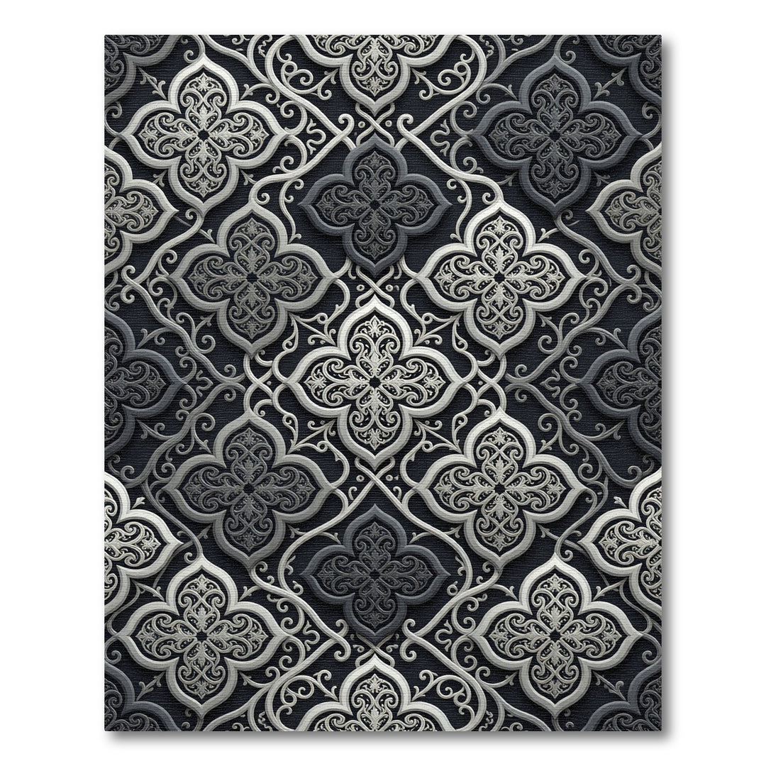 Elegant Gray Ornate Lattice Rug