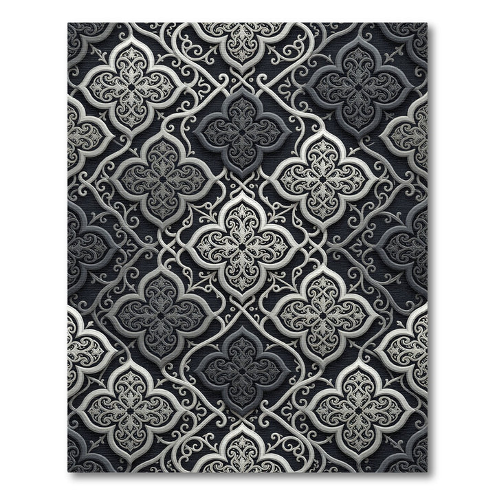 Elegant Gray Ornate Lattice Rug