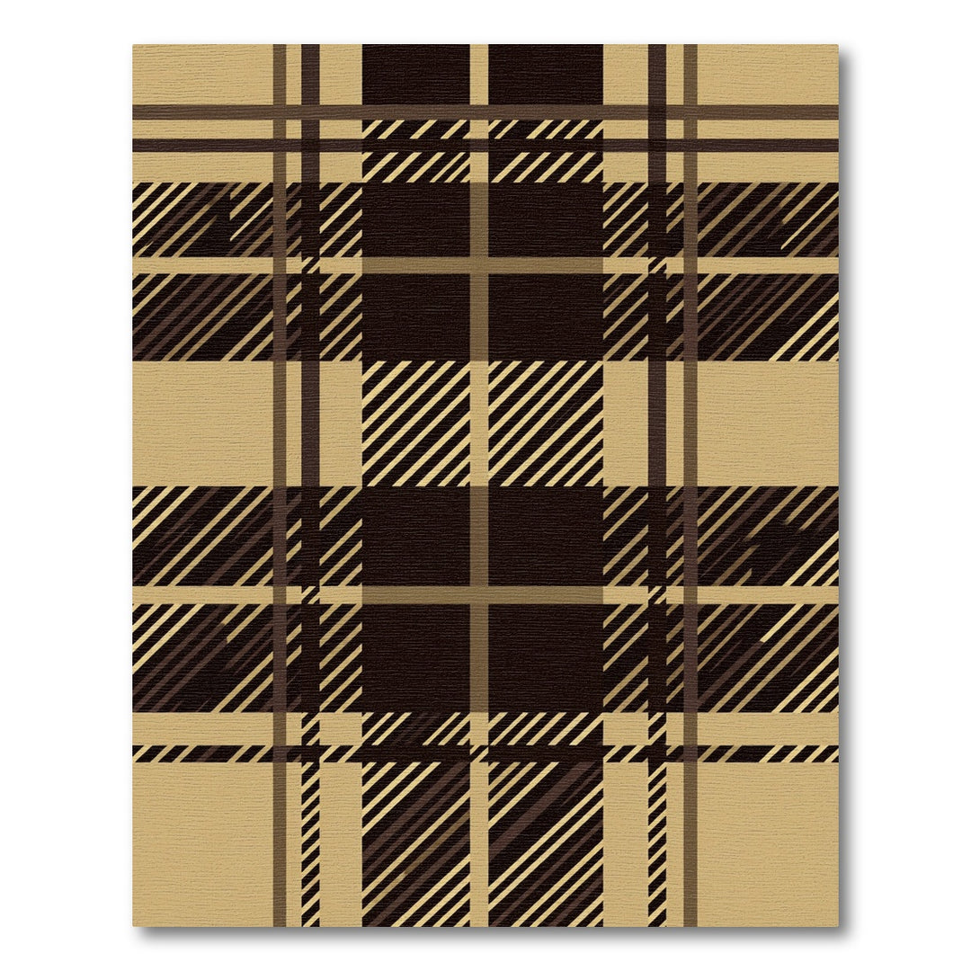 Classic Tan Brown Plaid Rug