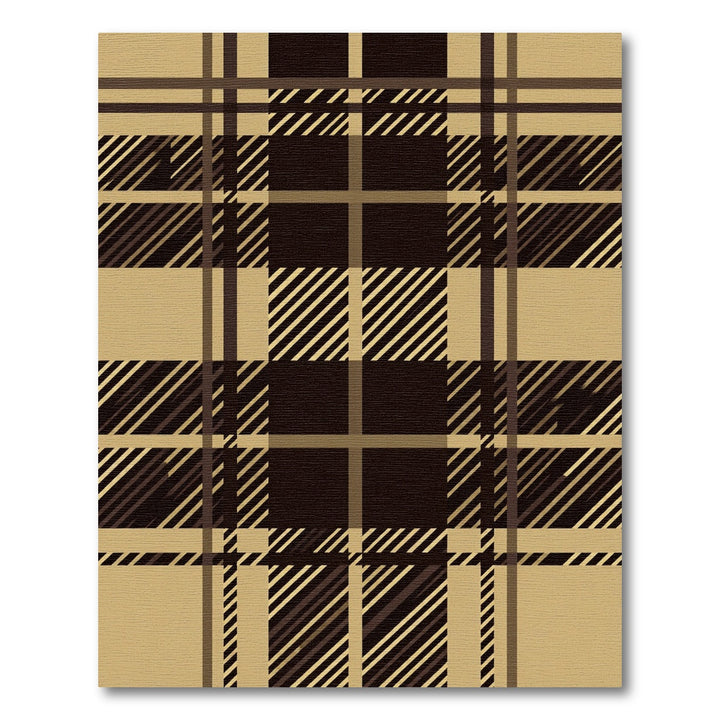 Classic Tan Brown Plaid Rug