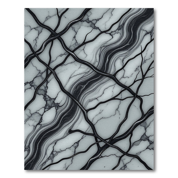 Abstract Black Marble Branch Rug