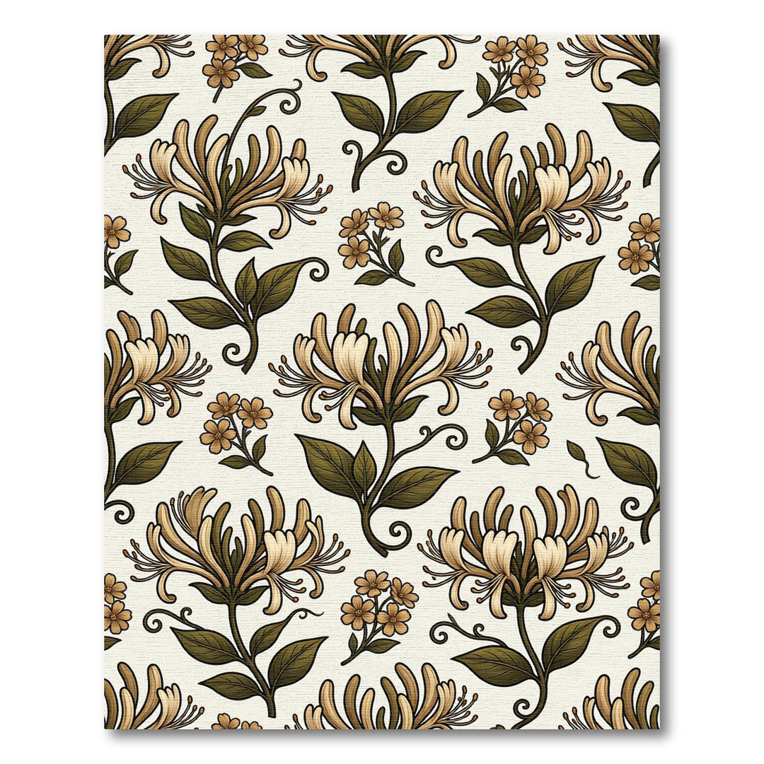 Cream and Gold Floral Vine Rug