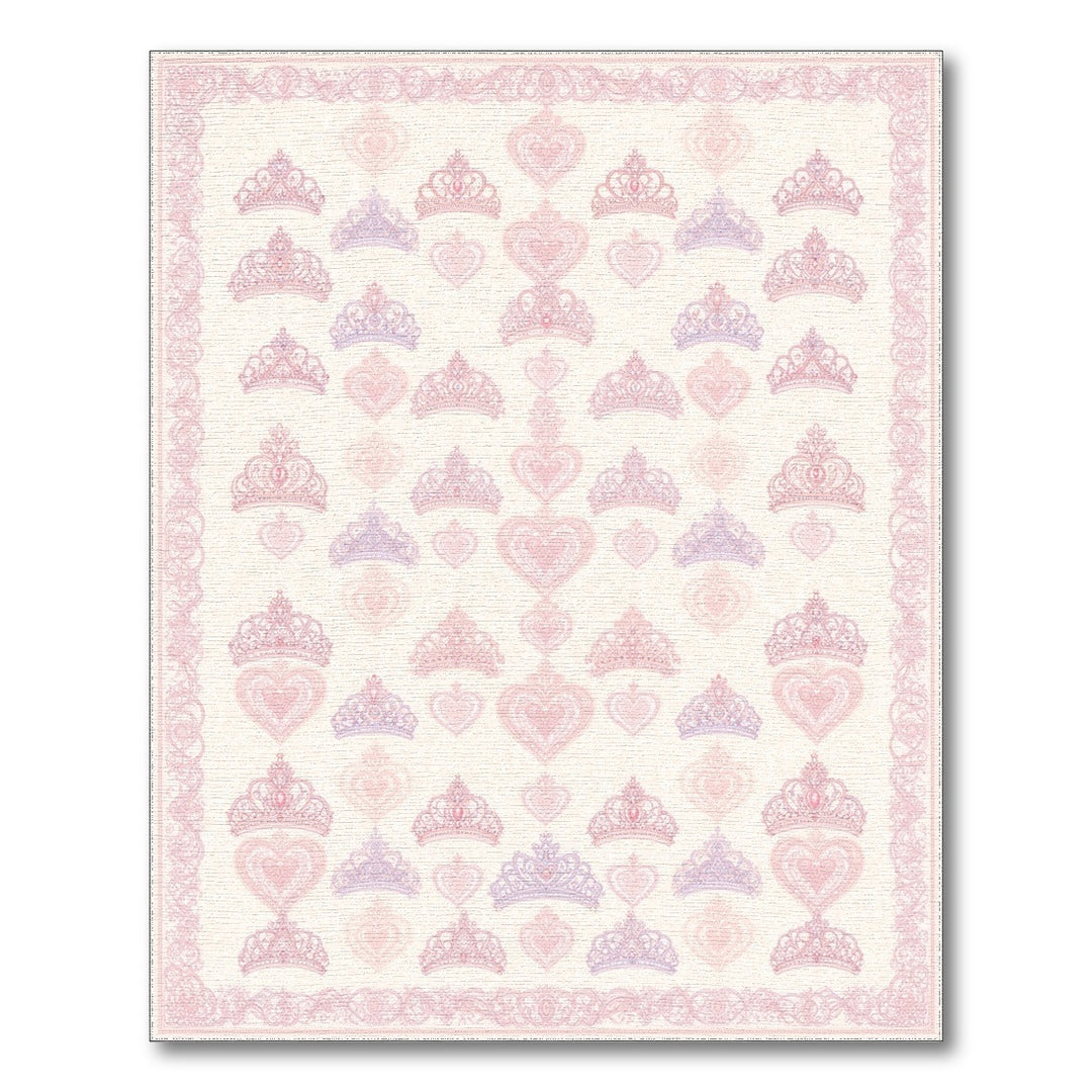 Pink Crown and Heart Kids Area Rug