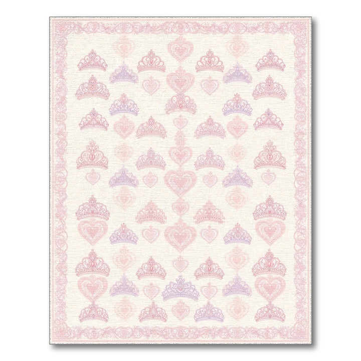 Pink Crown and Heart Kids Area Rug
