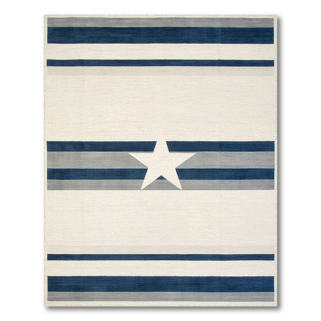 Blue Striped Star Area Rug