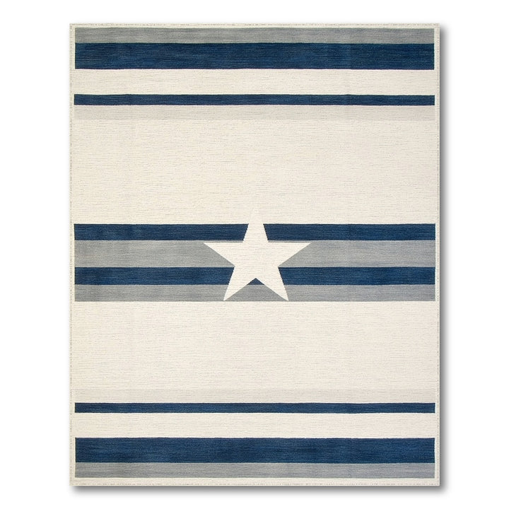 Blue Striped Star Area Rug
