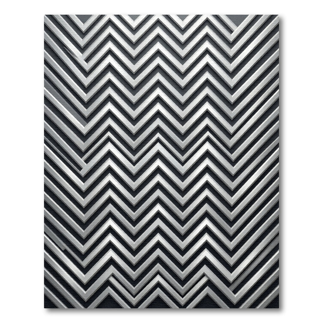 Sleek Silver Zigzag Chevron Rug