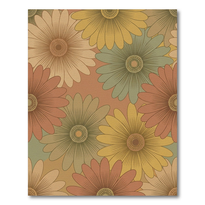 Retro Terracotta Daisy Floral Field Rug