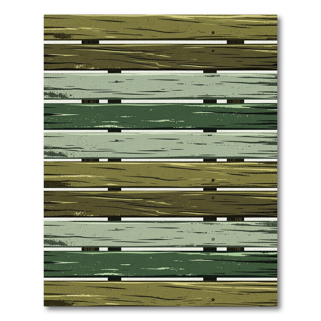Rustic Green Weathered Wood Planks Rug