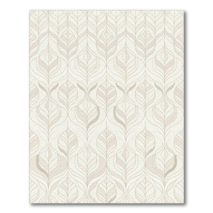 Pale Beige Feathered Art Deco Rug