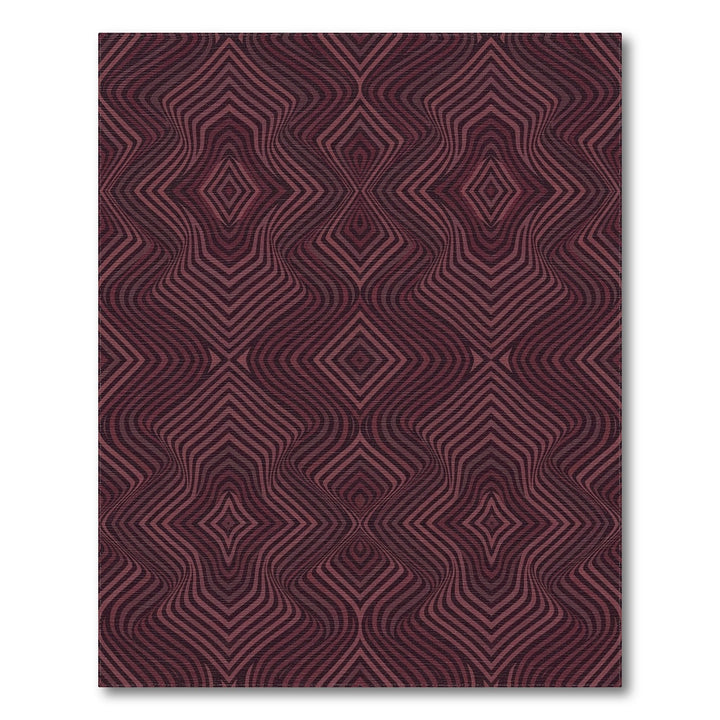 Deep Burgundy Optical Illusion Diamonds Rug