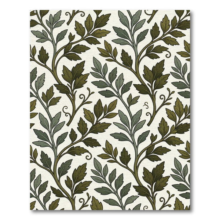 Greenery Branch Botanical Overlay Rug