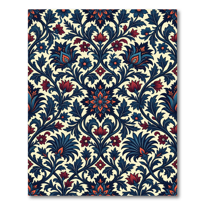 Crimson Blue Floral Paisley Medallion Rug