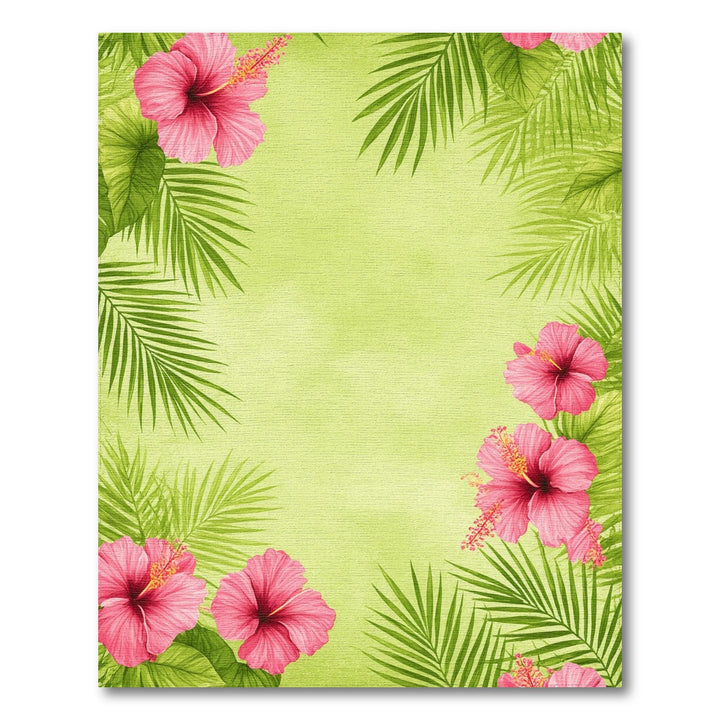 Pink Hibiscus Palm Leaf Washable Area Rug