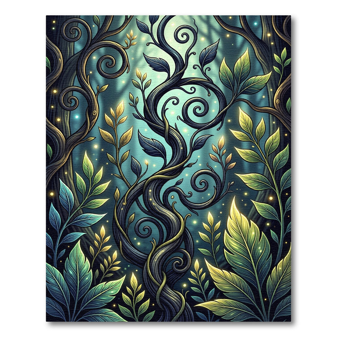 Enchanted Forest Swirls Vine Growth Rug