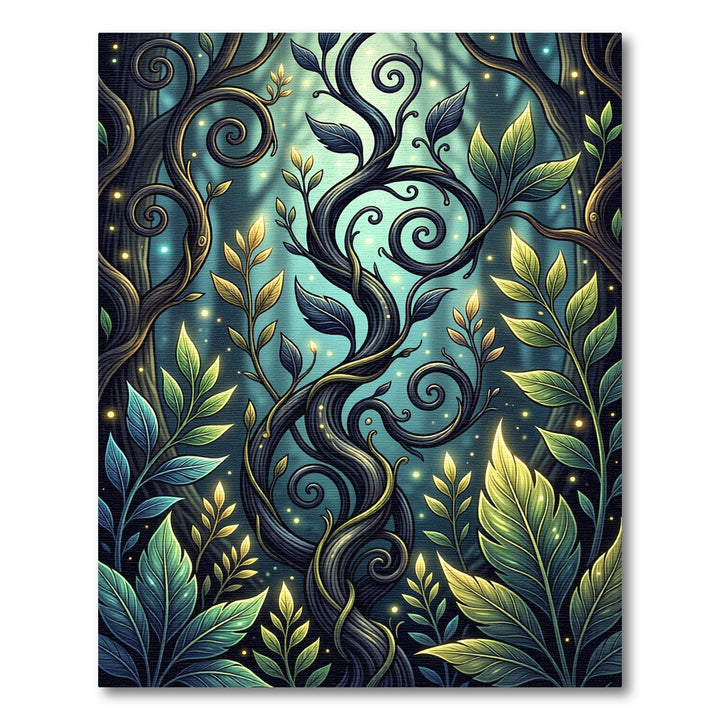 Enchanted Forest Swirls Vine Growth Rug