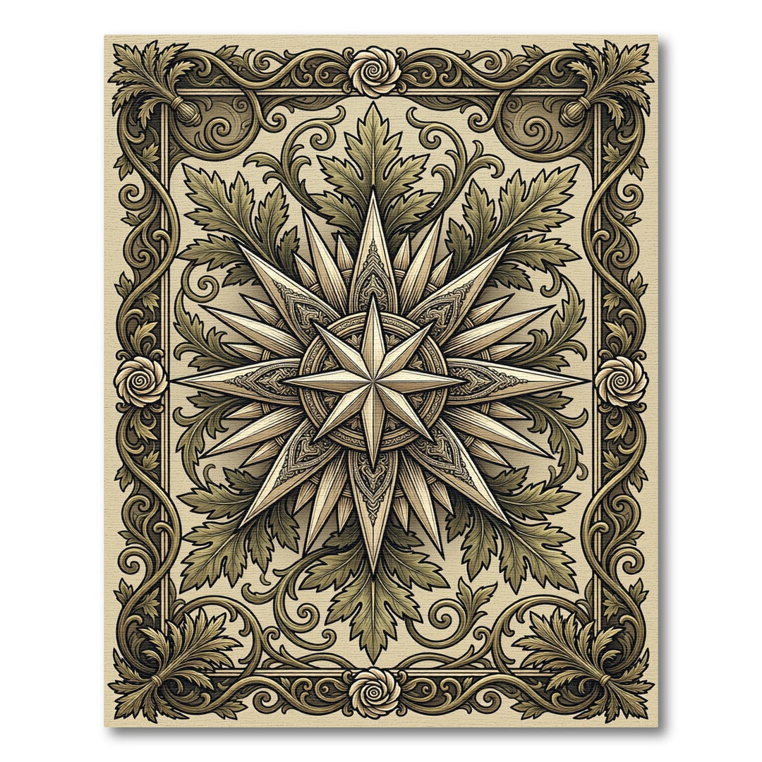 Ornate Golden Starburst Foliage Rug