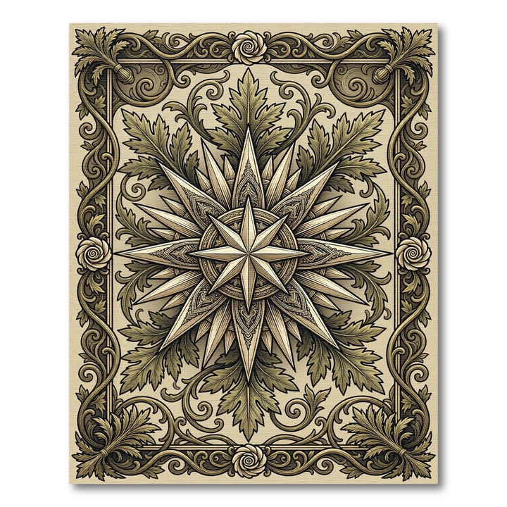 Ornate Golden Starburst Foliage Rug