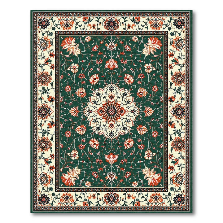 Green Persian Floral Medallion Rug