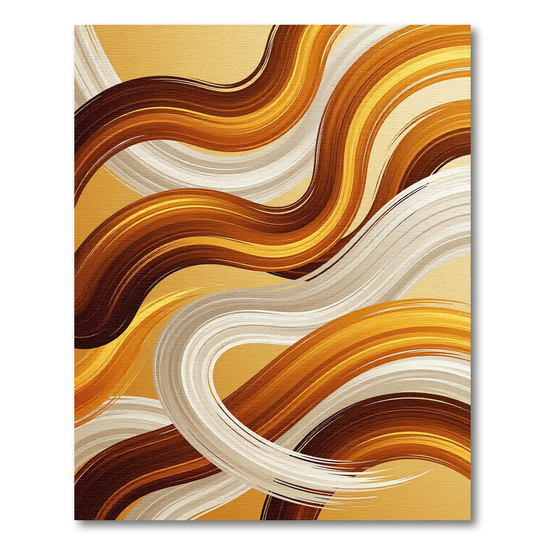 Abstract Swirls Brown Cream Gold Rug