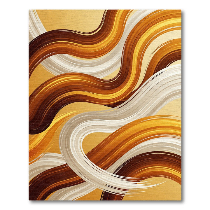 Abstract Swirls Brown Cream Gold Rug