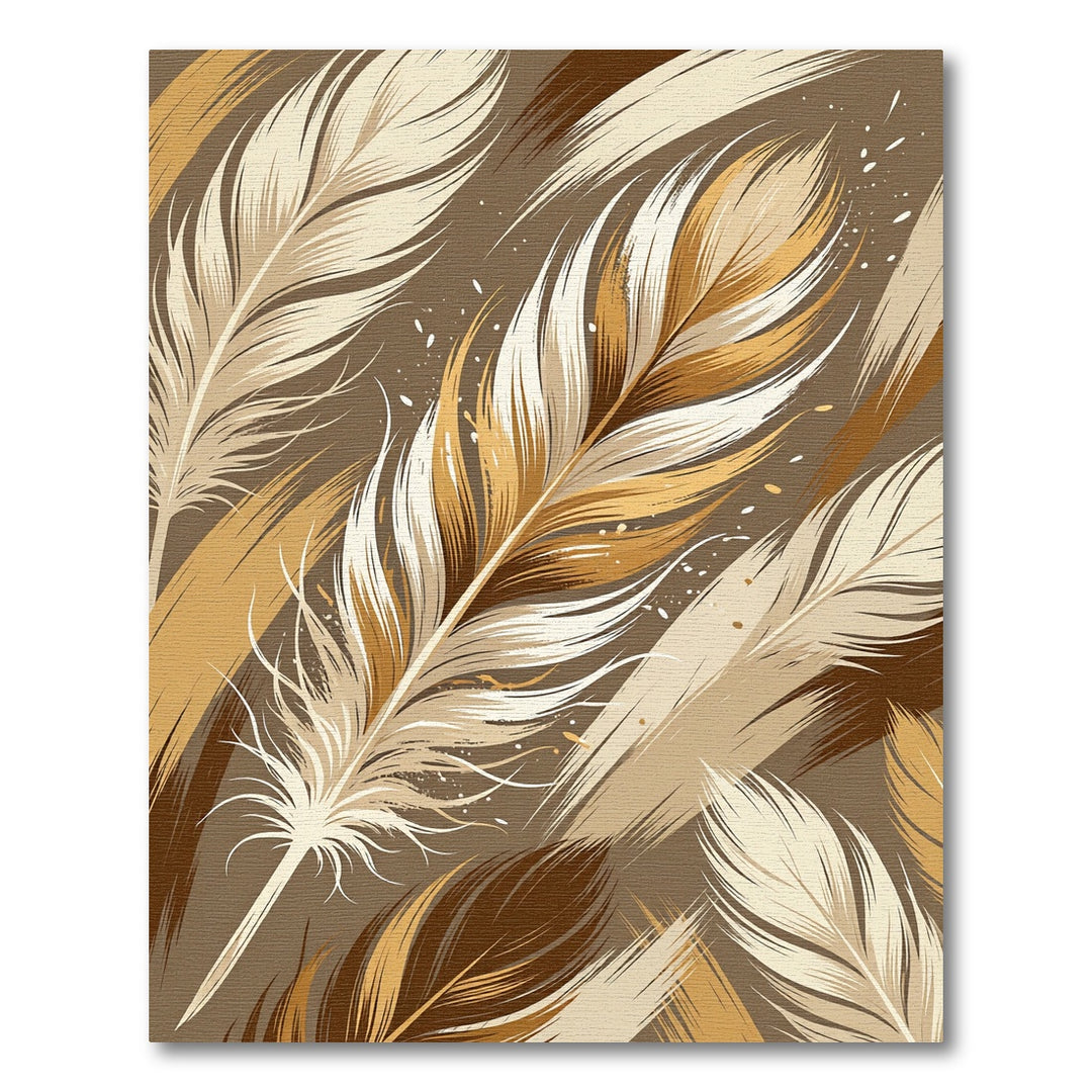 Earthy Golden Feathers Abstract Rug