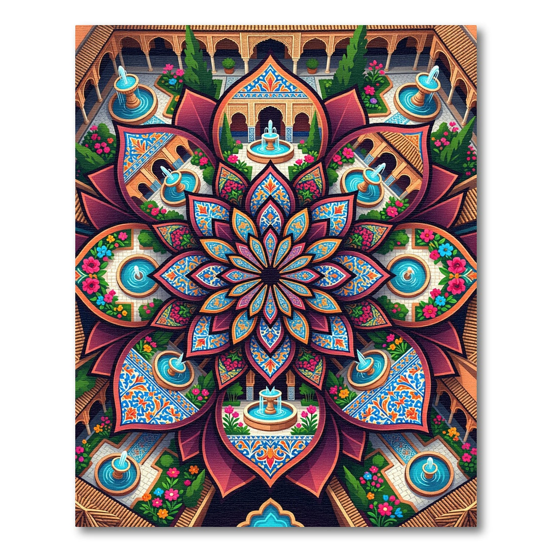 Vibrant Floral Courtyard Mandala Rug