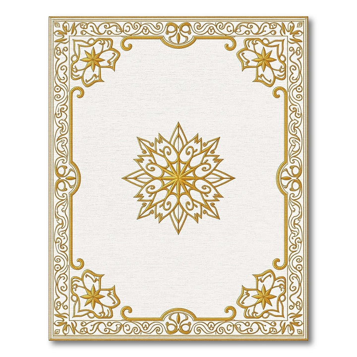 Golden Floral Ornate Frame Rug