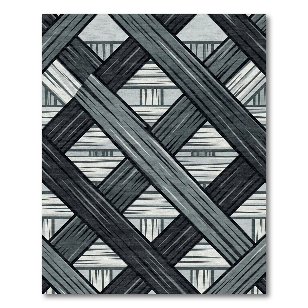 Woven Dark Gray Geometric Lattice Rug