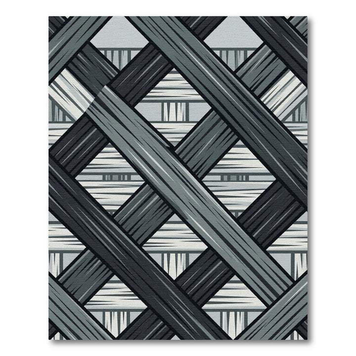 Woven Dark Gray Geometric Lattice Rug