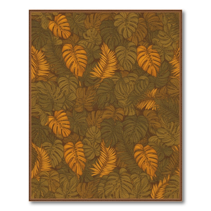 Orange Monstera Leaf Area Rug