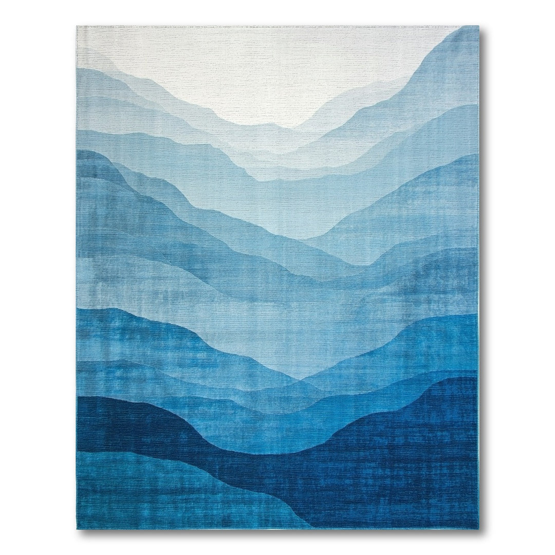 Blue Layered Mountain Abstract Area Rug